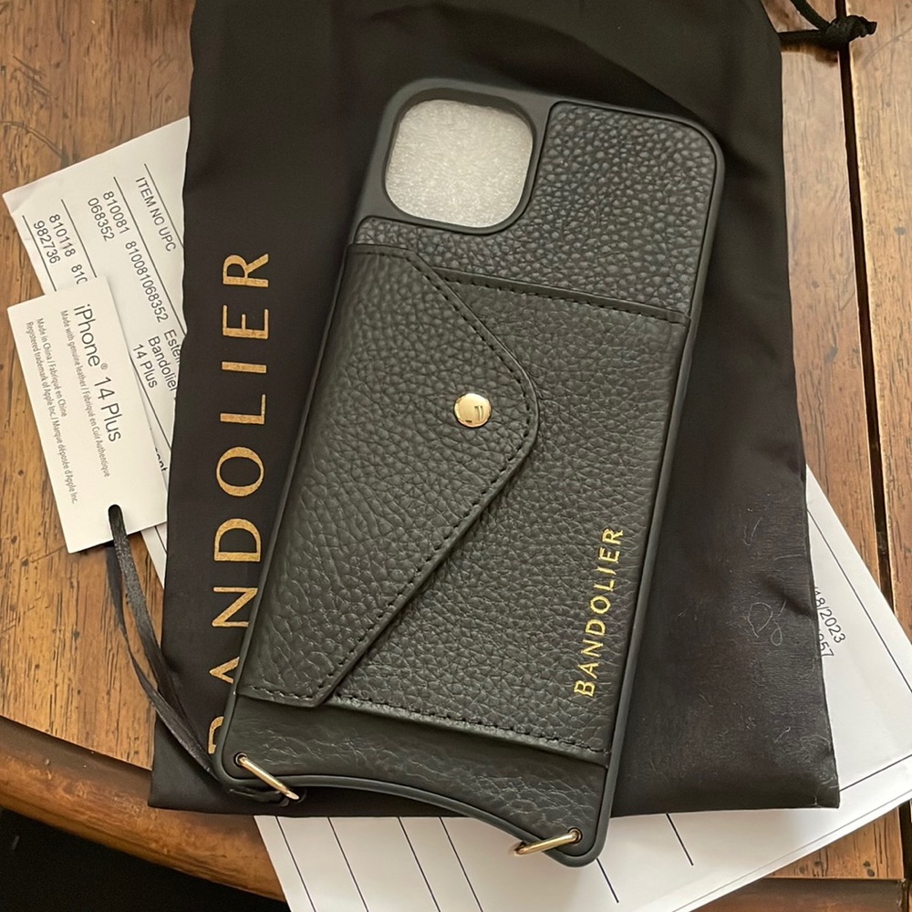 Bandolier Estelle black leather iPhone 14 Plus case only